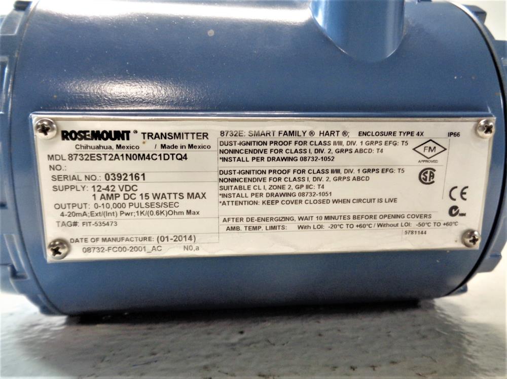 Rosemount 2" 150# Magnetic Flow Meter 8705TSE020P1W0N0B3Q4DT